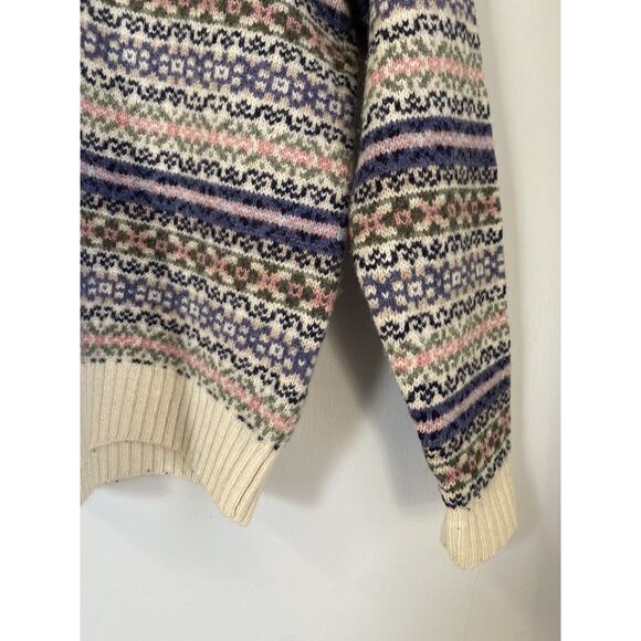Newton Trading Co 100% Wool Shetland M North Isle Sweater Pink Blue EUC Warm Top - Picture 3 of 9